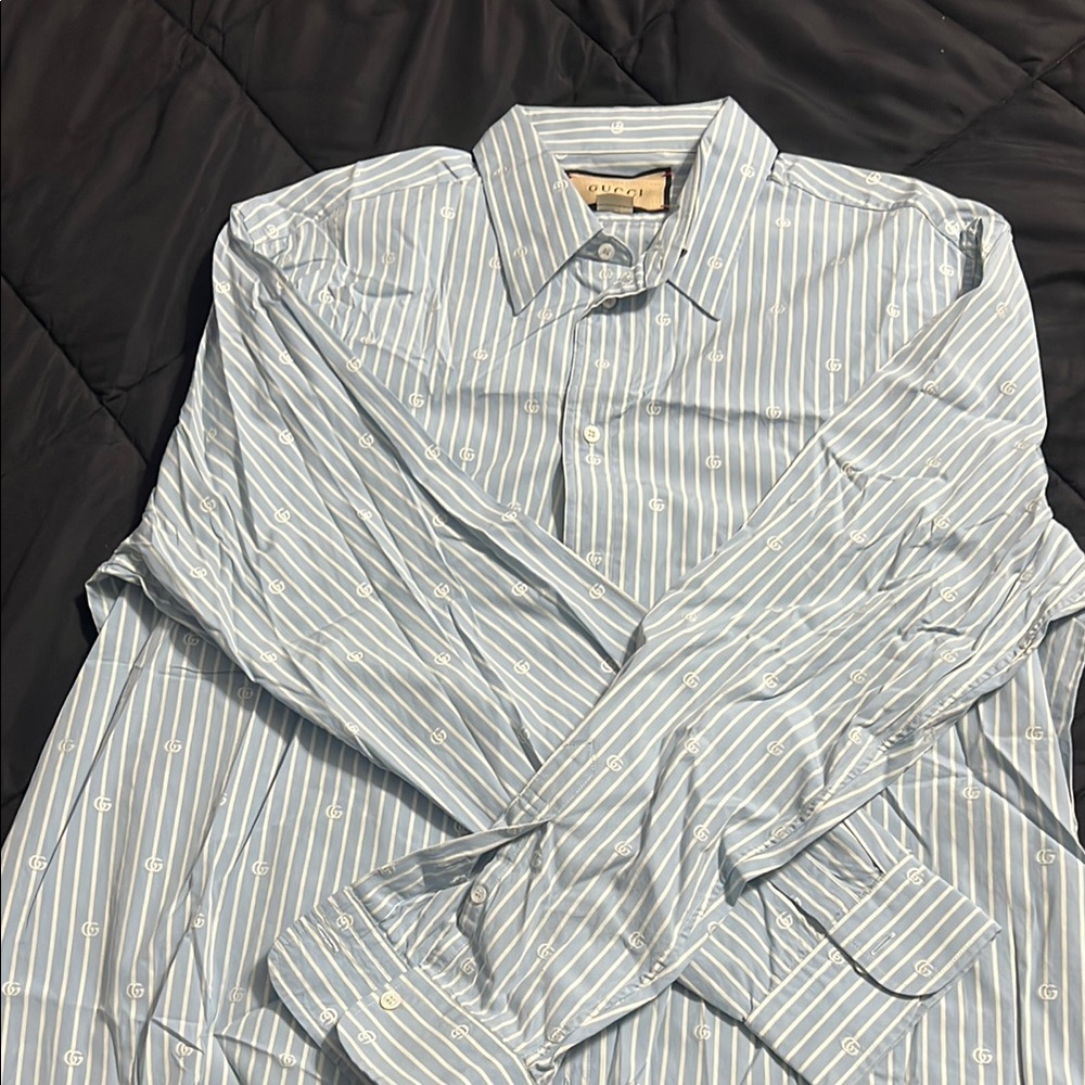 Gucci Blue Dress Shirt Classic Design